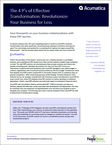 The 4 P's of Effective Transformation: Revolutionize Your Business for Less White Paper