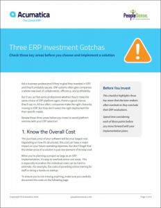 Three ERP Investment Gotchas White Paper