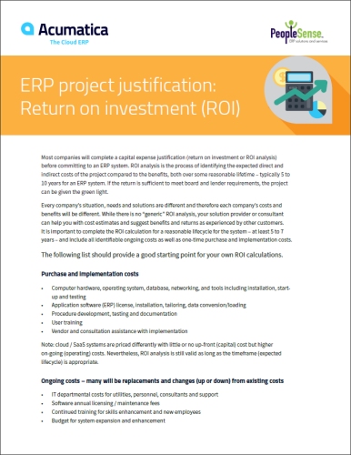ERP Project Justification: Return on Investment (ROI) White Paper