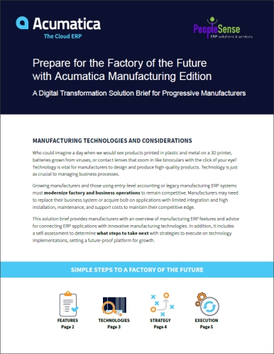 Prepare for the Factory of the Future with Acumatica Manufacturing Edition Solution Brief