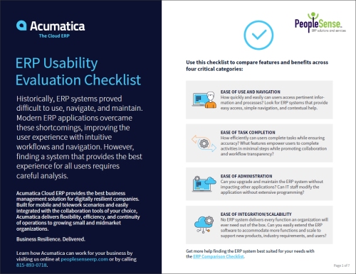 ERP Usability Evaluation Checklist